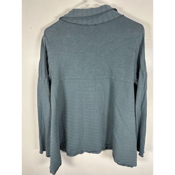 Fenini Womens Medium Top Blouse Lagenlook Button Up Long Sleeve Pockets Collared - Picture 2 of 10